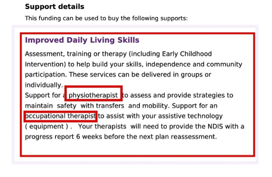 Example of stated therapy in a PACE plan