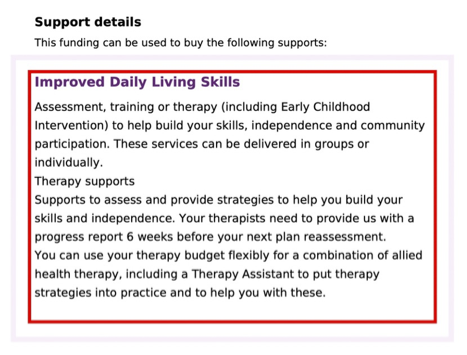 An example of therapy funding that is not specified