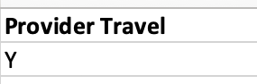 Provider Travel column