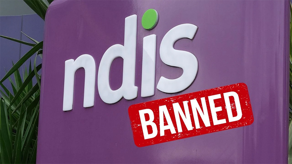 NDIS banner with the word Banned across it in red