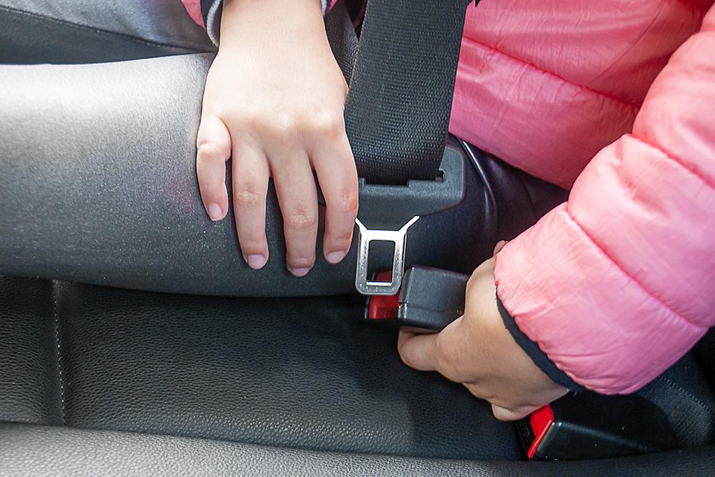 Seatbelt of a child in a car