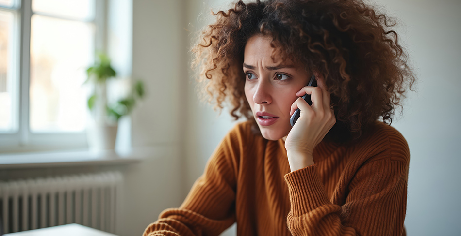 Woman on the phone looking worried