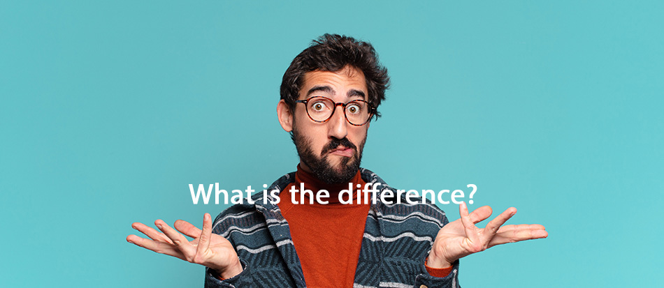 A man looking confused with the text: What is the difference