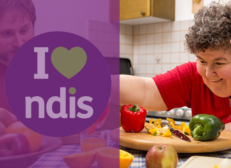 Picture of a home scene half covered by a purple NDIS block representing before the NDIS and after