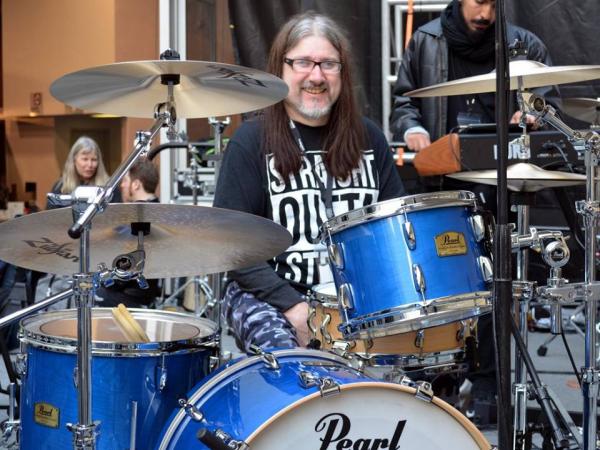 Andrew at his drums for Namm 2017